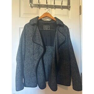 Lucky Brand Black Gray Tweed Professional Warm Button Jacket Women's S